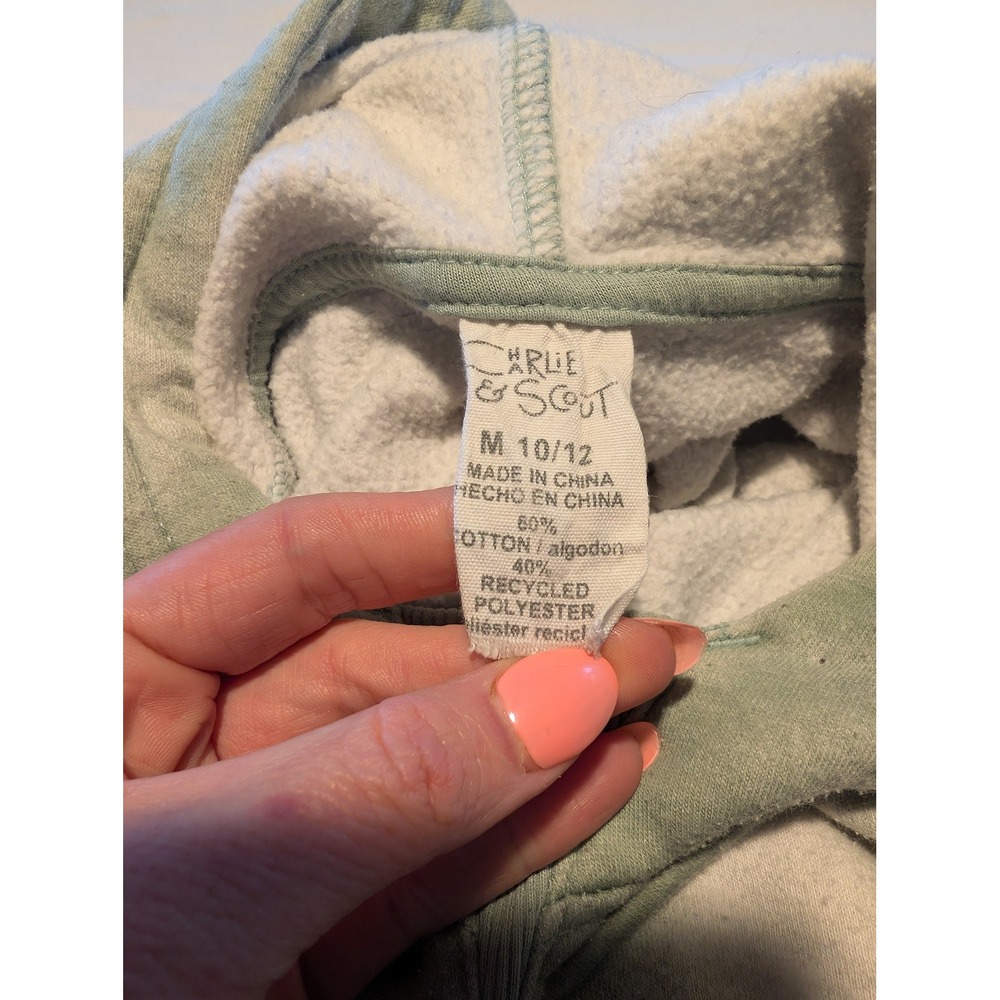 Charlie & Scout Kids Cloud Wash Tie Dye Hoodie Sage Green Pullover Size M 10/12 - Picture 4 of 4